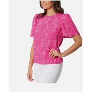 Draper James Ladies' Hot Pink Floral Lined Flutter Sleeve Blouse M EUC